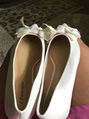 C. Paravino  Ivory Bow Ballet Flats cute